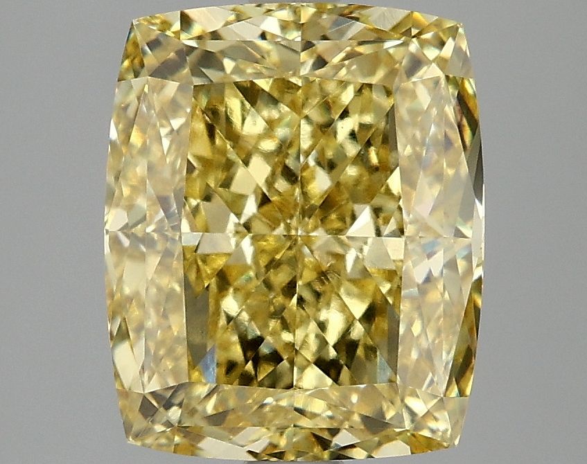 Lab-Grown Cushion Diamond - 4.01 Carats, Fancy Vivid Yellow Color, VVS2 Clarity - Certified by IGI - Report Number: LG690506555