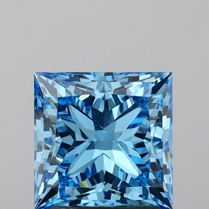 Lab-Grown Princess Diamond - 2.07 Carats, Fancy Vivid Blue Color, VVS2 Clarity - Certified by IGI - Report Number: LG639416051