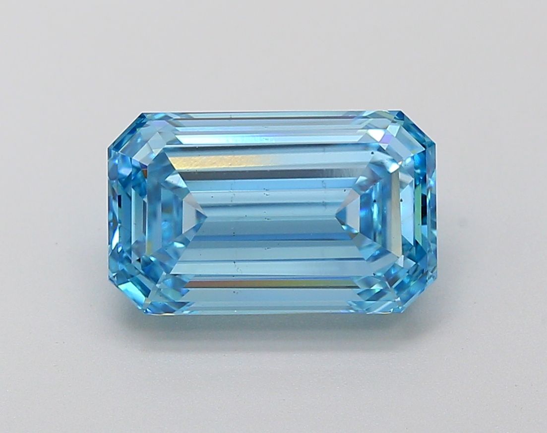 Lab-Grown Emerald Diamond - 4.01 Carats, Fancy Intense Blue Color, VS2 Clarity - Certified by IGI - Report Number: LG638401396