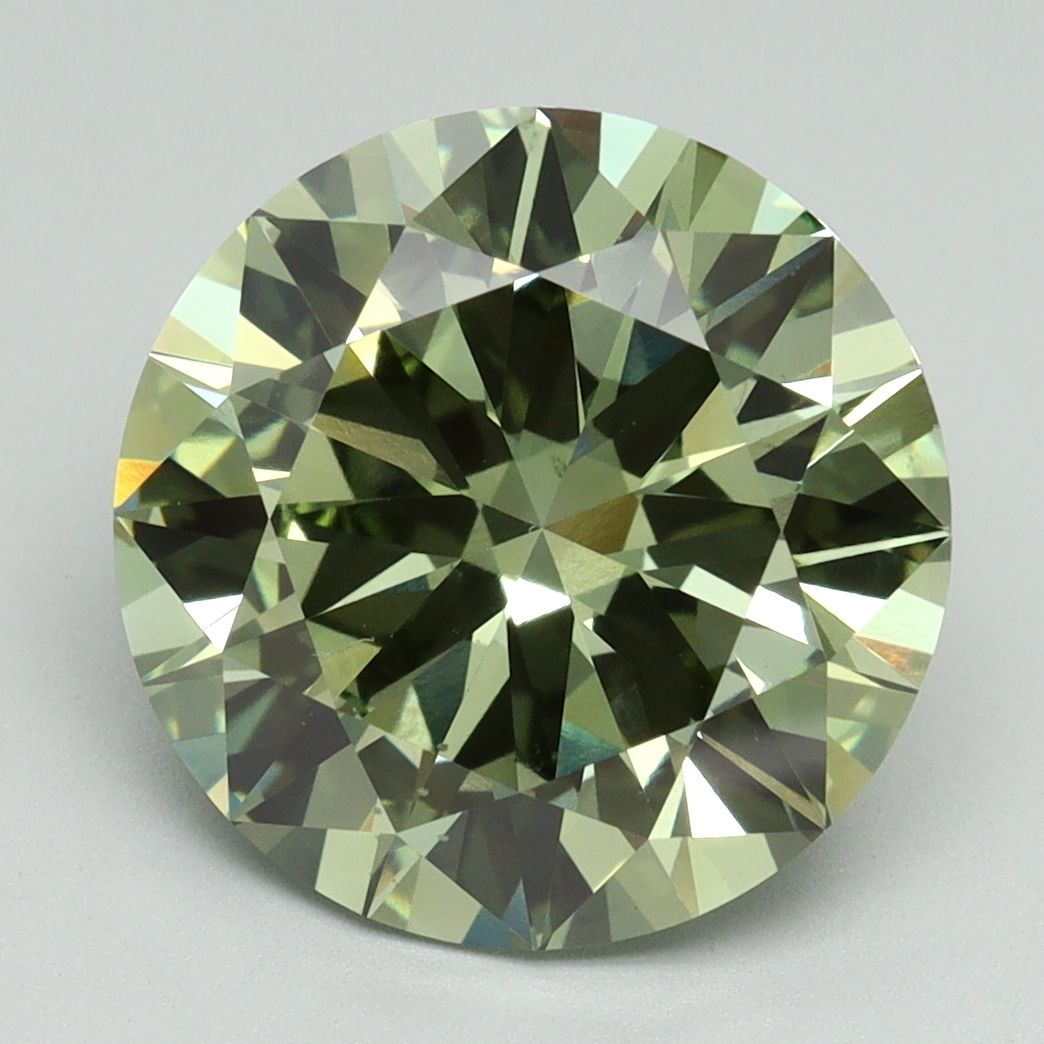 Lab-Grown Round Diamond - 5.01 Carats, Fancy Vivid Green Color, VS2 Clarity - Certified by IGI - Report Number: LG645462758