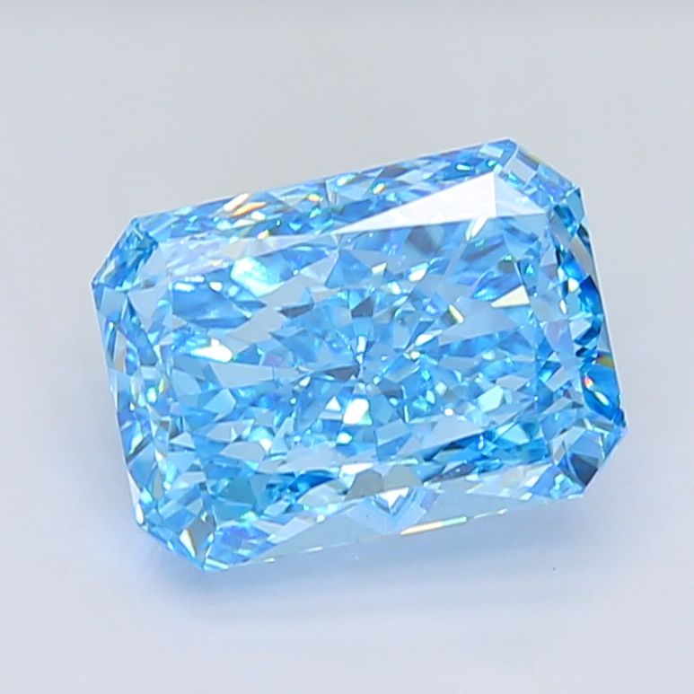 Lab-Grown Radiant Diamond - 7.07 Carats, Fancy Vivid Blue Color, VS2 Clarity - Certified by IGI - Report Number: LG668407131