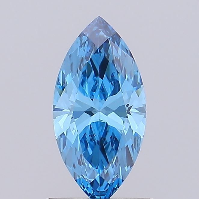 Lab-Grown Marquise Diamond - 0.87 Carats, Fancy Vivid Blue Color, VS1 Clarity - Certified by IGI - Report Number: LG684512185