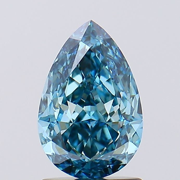 Lab-Grown Pear Diamond - 1.46 Carats, Fancy Vivid Blue Color, VVS2 Clarity - Certified by IGI - Report Number: LG632445776