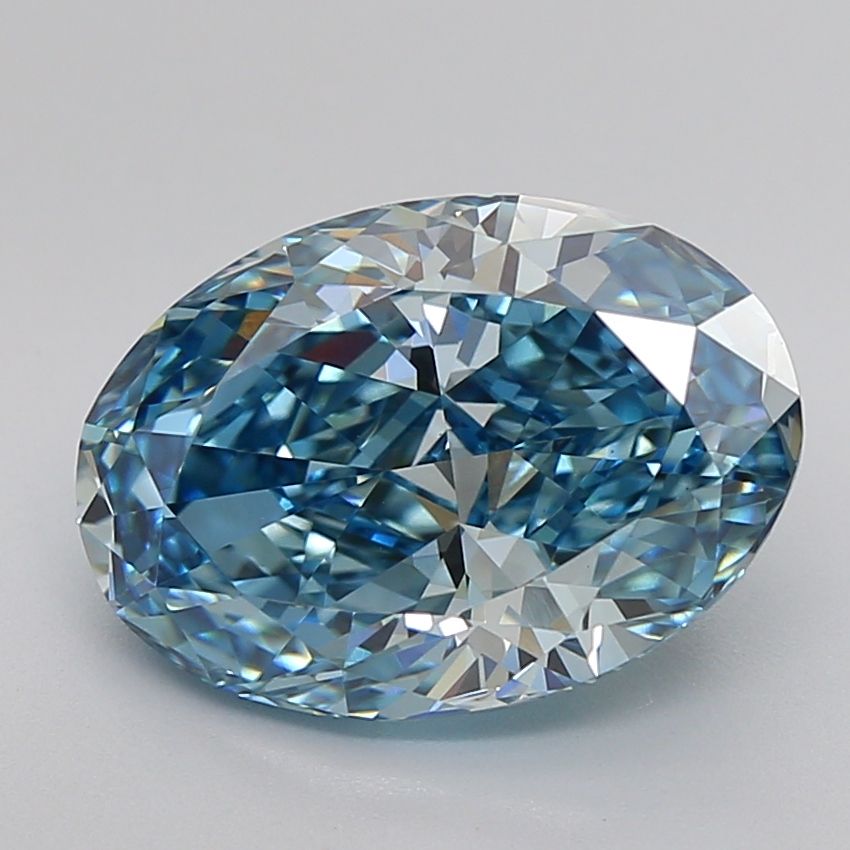 Lab-Grown Oval Diamond - 4.01 Carats, Fancy Vivid Blue Color, VS1 Clarity - Certified by IGI - Report Number: LG605370440