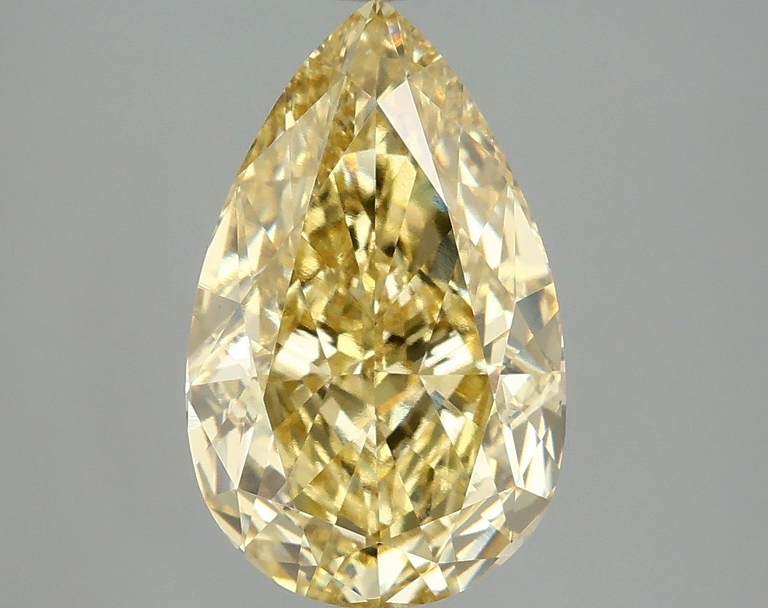 Lab-Grown Pear Diamond - 4.09 Carats, Fancy Intense Yellow Color, VVS2 Clarity - Certified by IGI - Report Number: LG660418570