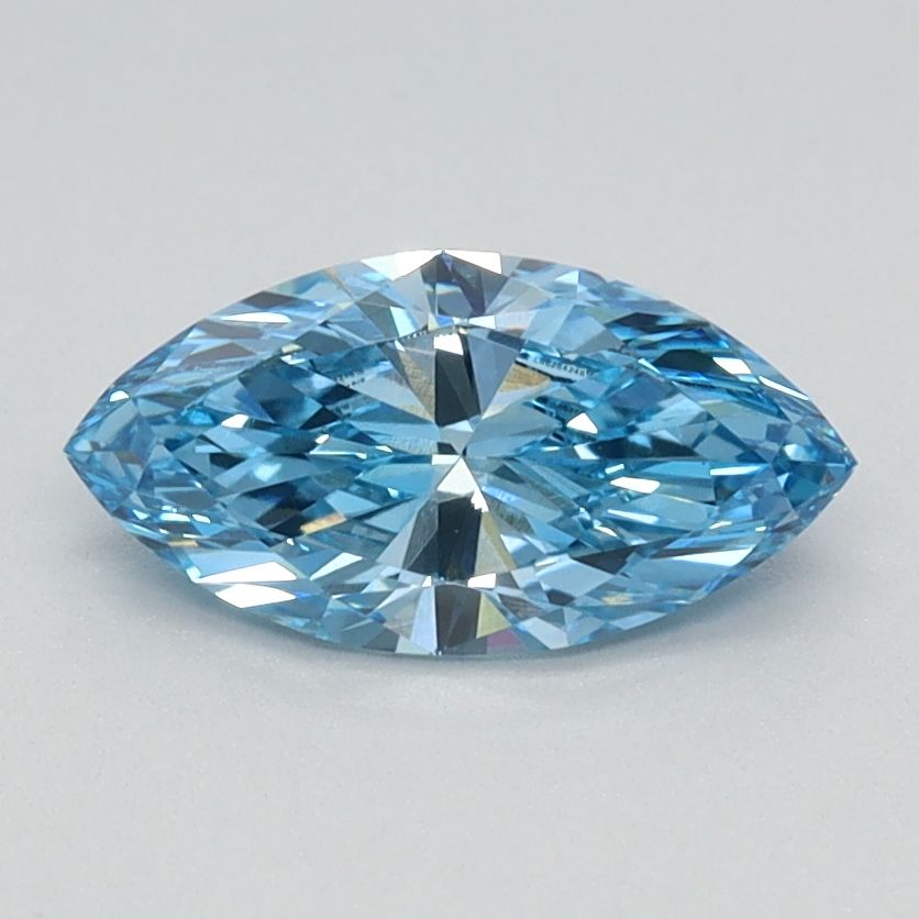 Lab-Grown Marquise Diamond - 0.72 Carats, Fancy Vivid Blue Color, VVS2 Clarity - Certified by IGI - Report Number: LG626424618