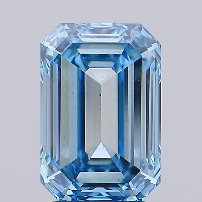 Lab-Grown Emerald Diamond - 2.6 Carats, Fancy Intense Blue Color, VS1 Clarity - Certified by IGI - Report Number: LG620498181