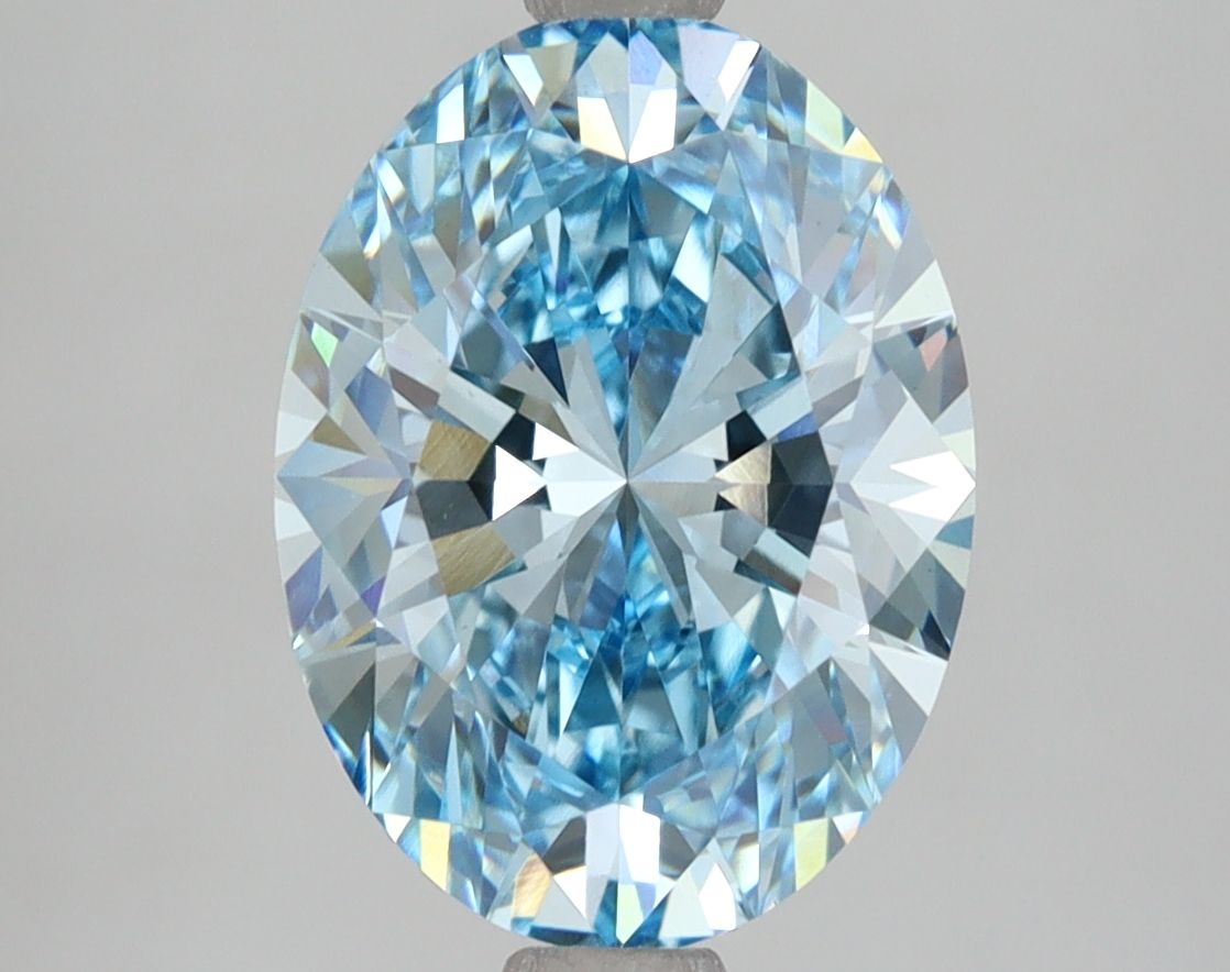 Lab-Grown Oval Diamond - 3.54 Carats, Fancy Vivid Blue Color, VS1 Clarity - Certified by IGI - Report Number: LG649413826