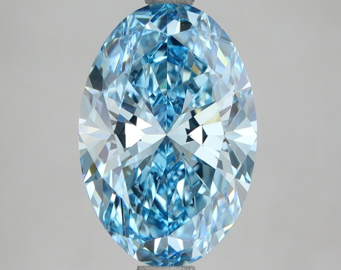 Lab-Grown Oval Diamond - 3.54 Carats, Fancy Vivid Blue Color, VS1 Clarity - Certified by IGI - Report Number: LG649413825