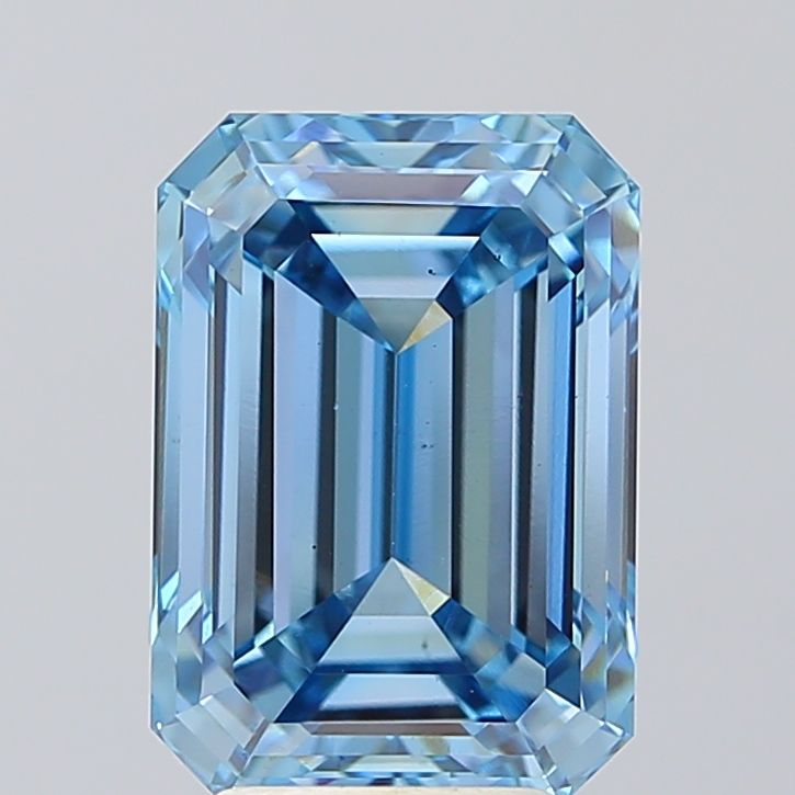 Lab-Grown Emerald Diamond - 5.01 Carats, Fancy Intense Blue Color, VS2 Clarity - Certified by IGI - Report Number: LG602367485