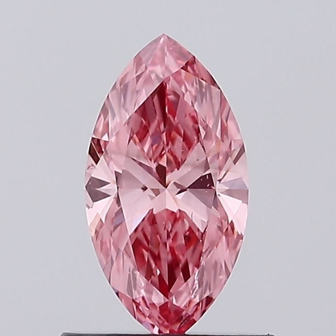 Lab-Grown Marquise Diamond - 0.55 Carats, Fancy Vivid Pink Color, VS2 Clarity - Certified by IGI - Report Number: LG636476043