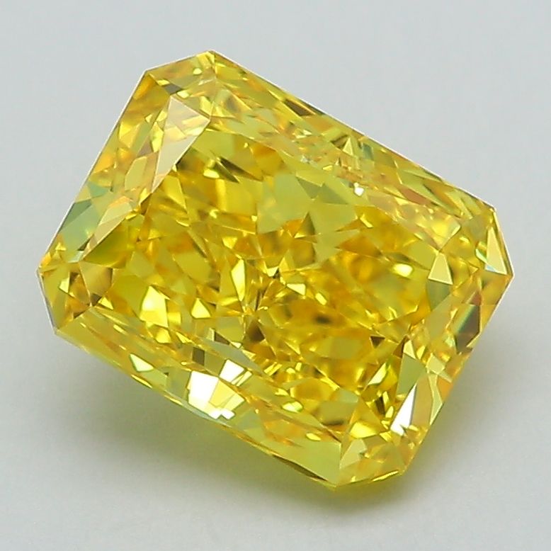 Lab-Grown Radiant Diamond - 2.51 Carats, Fancy Vivid Yellow Color, VVS2 Clarity - Certified by IGI - Report Number: LG593366312