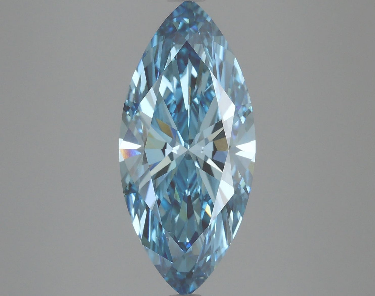 Lab-Grown Marquise Diamond - 3.8 Carats, Fancy Vivid Blue Color, VS1 Clarity - Certified by IGI - Report Number: LG627439806