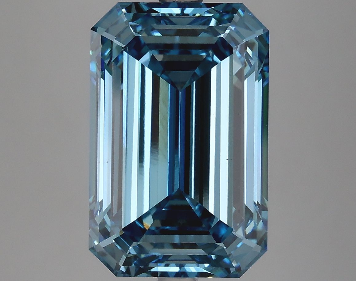 Lab-Grown Emerald Diamond - 6.83 Carats, Fancy Vivid Blue Color, VS1 Clarity - Certified by IGI - Report Number: LG625410171