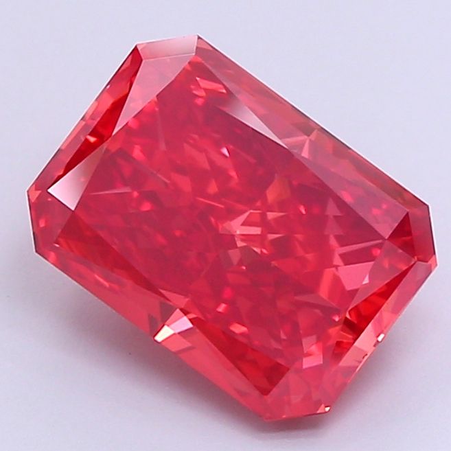Lab-Grown Radiant Diamond - 3.45 Carats, Fancy Vivid Red Color, VS1 Clarity - Certified by IGI - Report Number: LG659413443