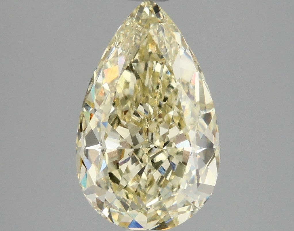 Lab-Grown Pear Diamond - 2.99 Carats, Fancy Yellow Color, VVS2 Clarity - Certified by IGI - Report Number: LG677503187