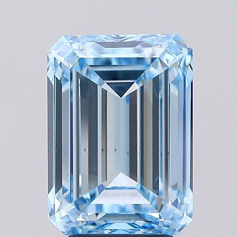 Lab-Grown Emerald Diamond - 5.01 Carats, Fancy Intense Blue Color, VS2 Clarity - Certified by IGI - Report Number: LG593370302