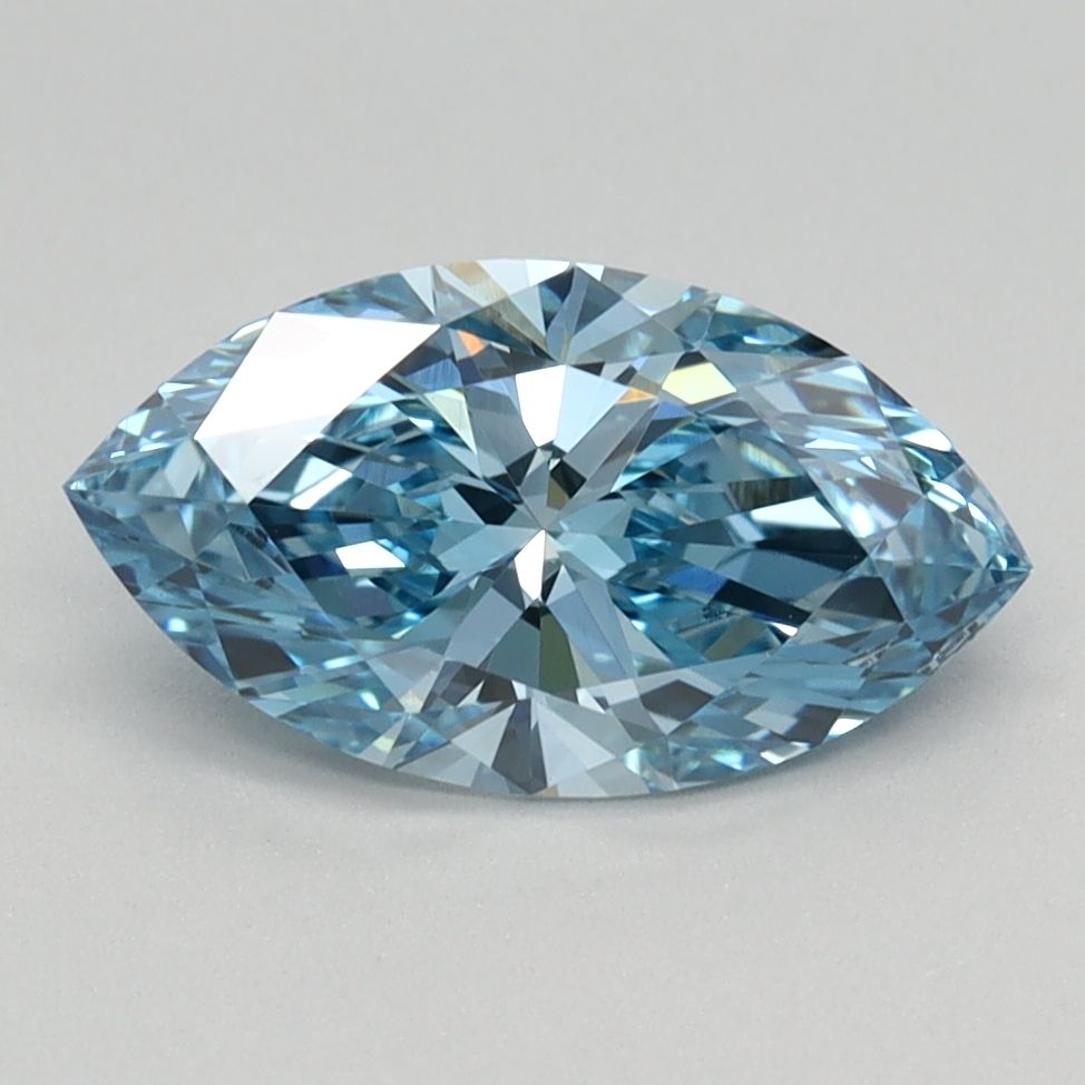 Lab-Grown Marquise Diamond - 1.24 Carats, Fancy Vivid Blue Color, VS1 Clarity - Certified by IGI - Report Number: LG613350704