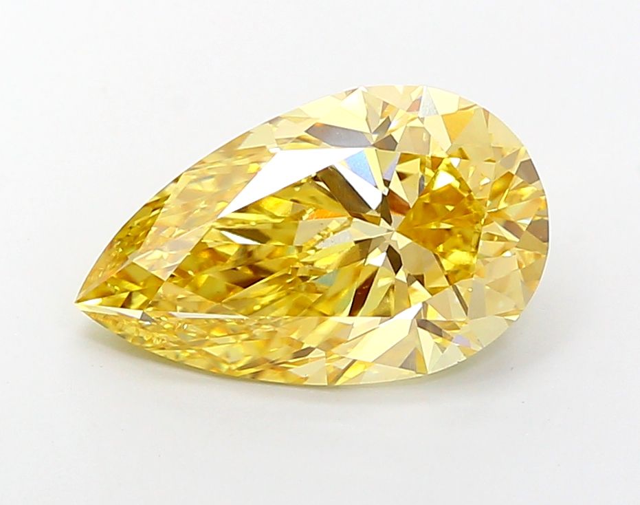 Lab-Grown Pear Diamond - 4.95 Carats, Fancy Intense Yellow Color, VS1 Clarity - Certified by IGI - Report Number: LG683541126
