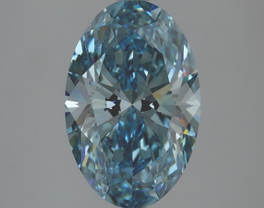 Lab-Grown Oval Diamond - 2.99 Carats, Fancy Vivid Blue Color, VS2 Clarity - Certified by IGI - Report Number: LG627439799