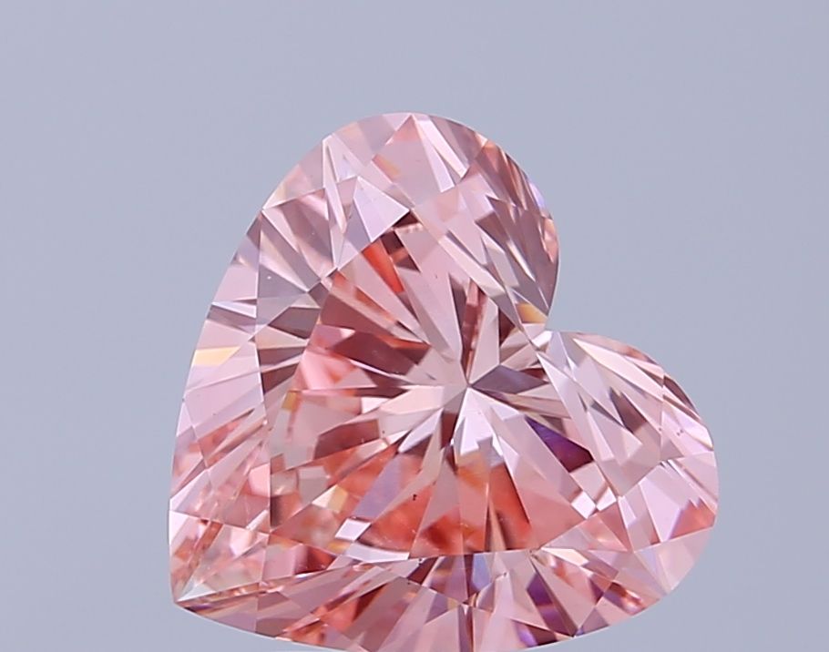 Lab-Grown Heart Diamond - 4.01 Carats, Fancy Vivid Pink Color, VS1 Clarity - Certified by IGI - Report Number: LG644472831