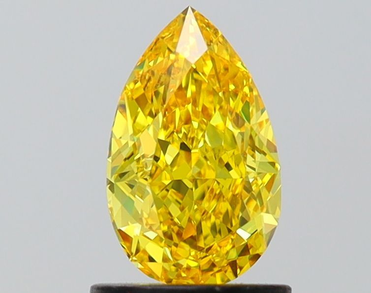 Lab-Grown Pear Diamond - 1.1 Carats, Fancy Vivid Yellow Color, VVS2 Clarity - Certified by IGI - Report Number: LG645464152
