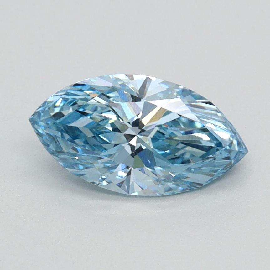 Lab-Grown Marquise Diamond - 0.81 Carats, Fancy Vivid Blue Color, VVS2 Clarity - Certified by IGI - Report Number: LG626424608