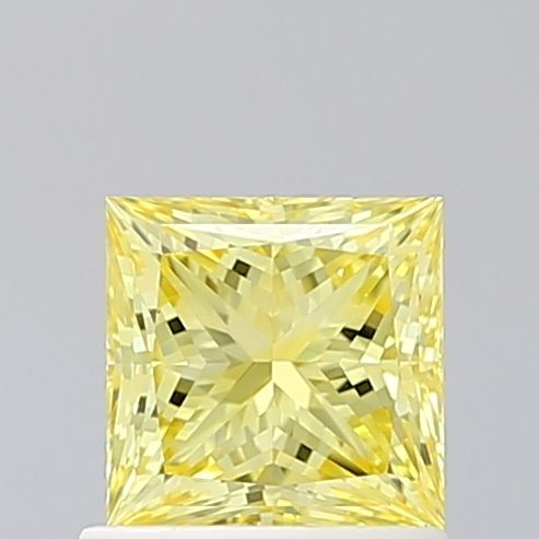 Lab-Grown Princess Diamond - 1.0 Carats, Fancy Vivid Yellow Color, VVS2 Clarity - Certified by IGI - Report Number: LG660445927