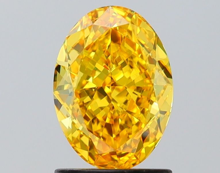Lab-Grown Oval Diamond - 1.52 Carats, Fancy Vivid Yellow Color, VS2 Clarity - Certified by IGI - Report Number: LG645407462