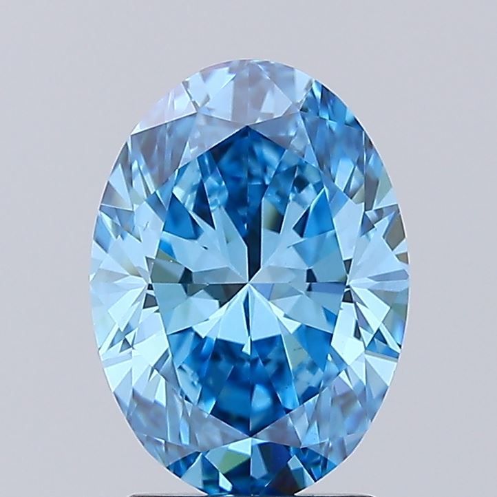 Lab-Grown Oval Diamond - 2.01 Carats, Fancy Vivid Blue Color, VS1 Clarity - Certified by IGI - Report Number: LG675594476