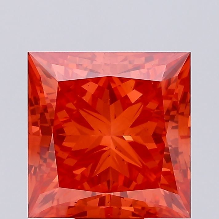 Lab-Grown Princess Diamond - 10.09 Carats, Fancy Vivid Red Color, VS2 Clarity - Certified by IGI - Report Number: LG677541939