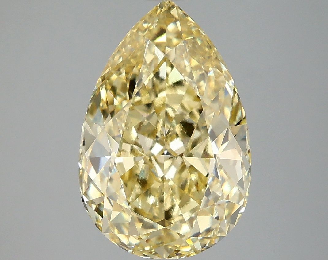 Lab-Grown Pear Diamond - 4.07 Carats, Fancy Intense Yellow Color, VVS2 Clarity - Certified by IGI - Report Number: LG681597759