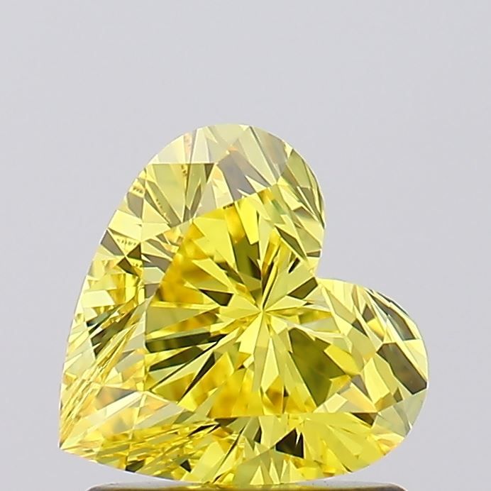 Lab-Grown Heart Diamond - 1.01 Carats, Fancy Vivid Yellow Color, VVS2 Clarity - Certified by IGI - Report Number: LG618441652