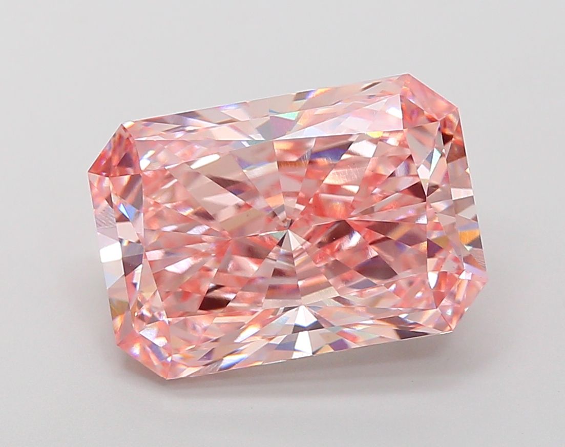 Lab-Grown Radiant Diamond - 7.44 Carats, Fancy Intense Pink Color, VS1 Clarity - Certified by IGI - Report Number: LG662474233