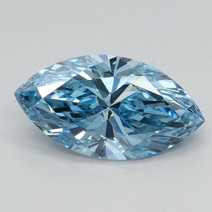 Lab-Grown Marquise Diamond - 1.0 Carats, Fancy Vivid Blue Color, VS2 Clarity - Certified by IGI - Report Number: LG613350791