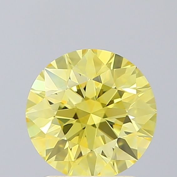 Lab-Grown Round Diamond - 1.56 Carats, Fancy Vivid Yellow Color, VVS2 Clarity - Certified by IGI - Report Number: 605349805