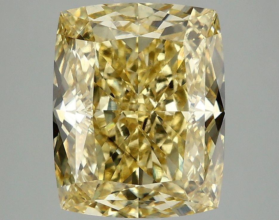 Lab-Grown Cushion Diamond - 5.04 Carats, Fancy Intense Yellow Color, VS2 Clarity - Certified by IGI - Report Number: LG677503205