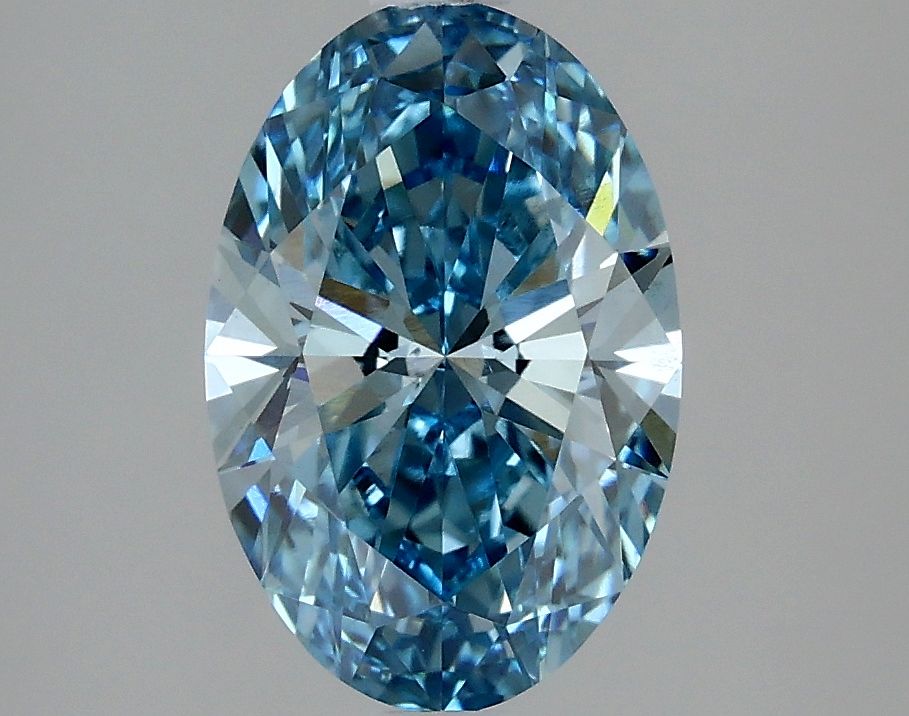 Lab-Grown Oval Diamond - 2.04 Carats, Fancy Vivid Blue Color, VS2 Clarity - Certified by IGI - Report Number: LG634426859