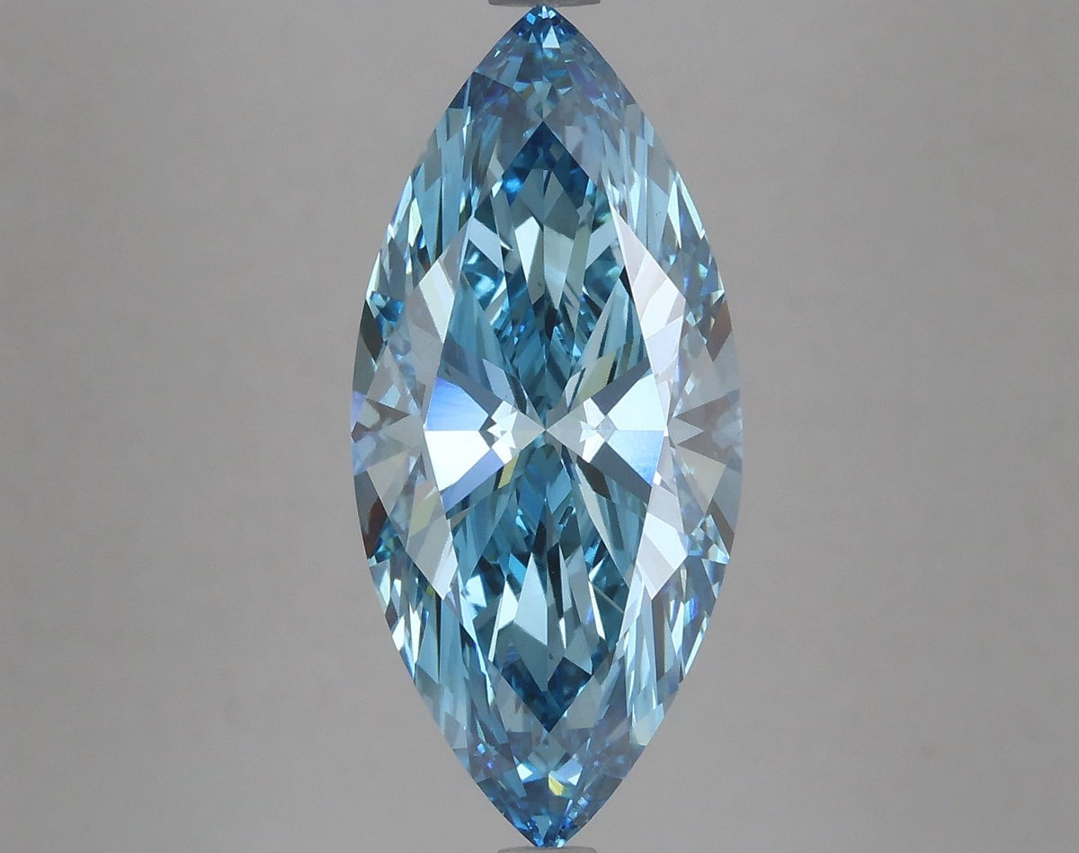 Lab-Grown Marquise Diamond - 4.18 Carats, Fancy Vivid Blue Color, VS1 Clarity - Certified by IGI - Report Number: LG633424101