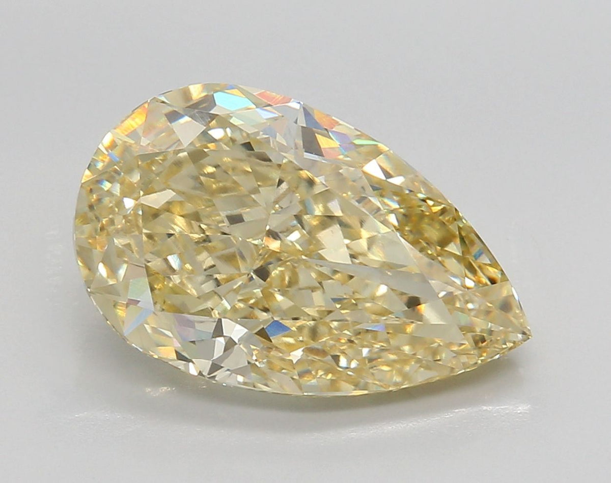 Lab-Grown Pear Diamond - 6.18 Carats, Fancy Intense Yellow Color, VS1 Clarity - Certified by IGI - Report Number: LG634480465