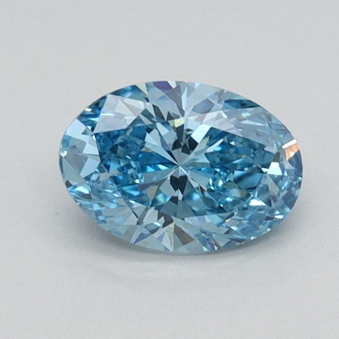 Lab-Grown Oval Diamond - 0.47 Carats, Fancy Vivid Blue Color, VVS2 Clarity - Certified by IGI - Report Number: LG584356899