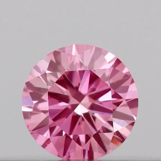 0.09ct Round Lab Grown Diamond (Colour Fancy Vivid Pink, Clarity VVS2, Cut VG, IGI Certified)