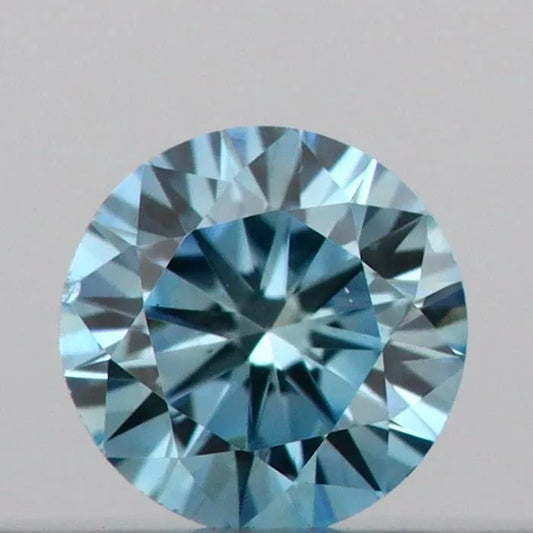 0.10ct Round Lab Grown Diamond (Colour Fancy Vivid Blue, Clarity VS2, Cut ID, IGI Certified)