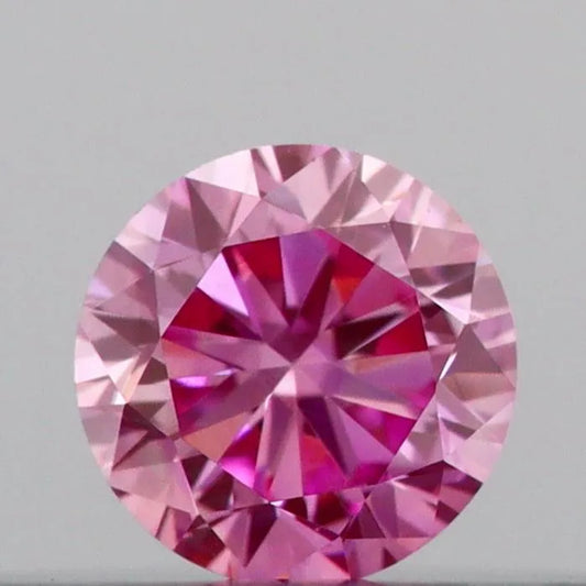 0.11ct Round Lab Grown Diamond (Colour Fancy Vivid Pink, Clarity VVS2, Cut VG, IGI Certified)