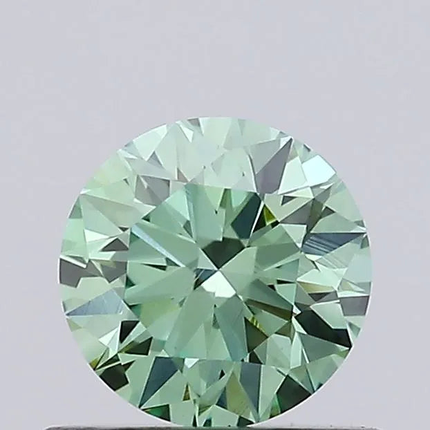 0.55ct Round Lab Grown Diamond (Colour Fancy Vivid Green, Clarity VVS2, Cut ID, IGI Certified)