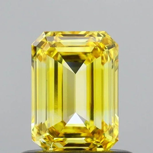 0.72ct Emerald Lab Grown Diamond (Colour Fancy Vivid Yellow, Clarity VS1, IGI Certified)