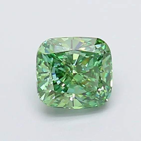0.93ct Cushion modified Lab Grown Diamond (Colour Fancy Vivid Green, Clarity VS2, IGI Certified)