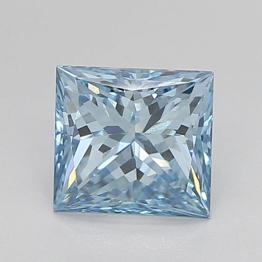 Lab-Grown Princess Diamond - 1.76 Carats, Fancy Vivid Blue Color, VS1 Clarity - Certified by IGI - Report Number: LG605347637