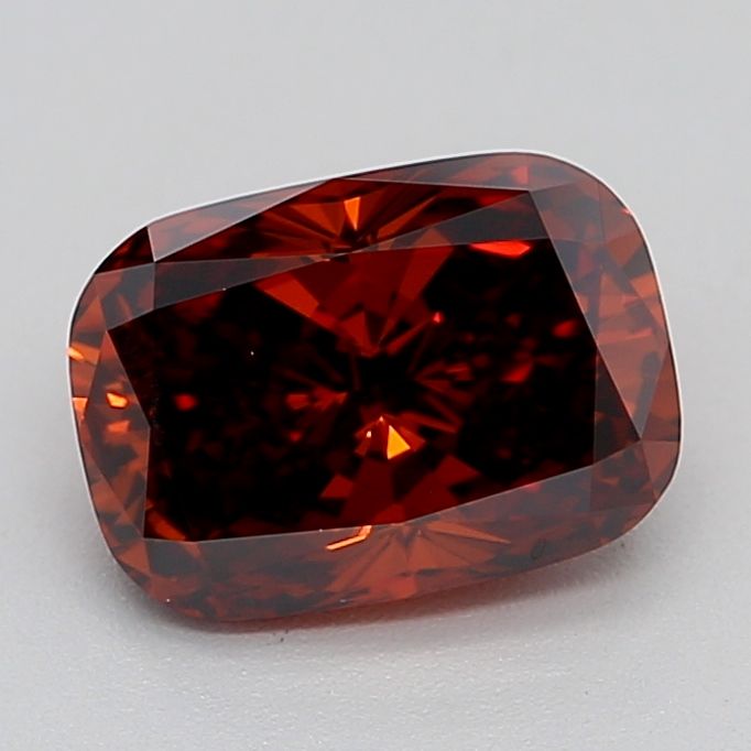 Lab-Grown Cushion Diamond - 0.95 Carats, Fancy Deep Orange Color, VVS2 Clarity - Certified by IGI - Report Number: LG640411219
