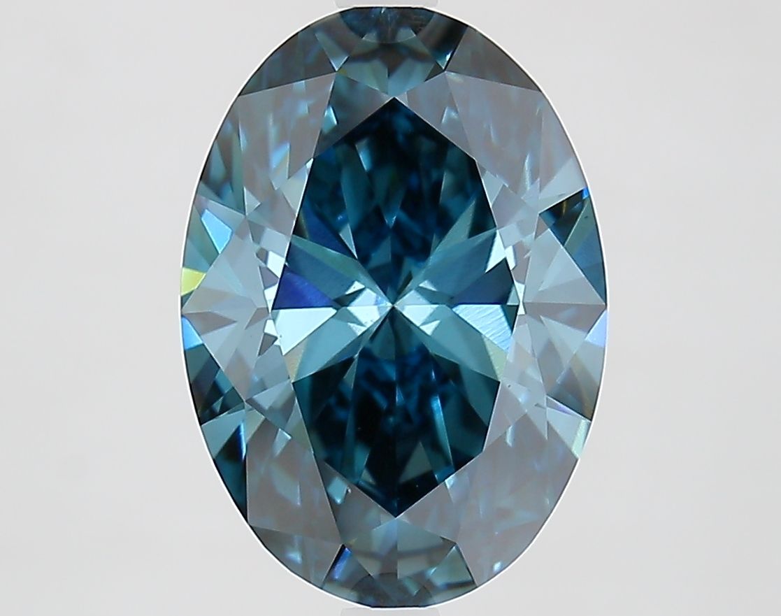 Lab-Grown Oval Diamond - 4.0 Carats, Fancy Deep Blue Color, VS1 Clarity - Certified by IGI - Report Number: LG683574608